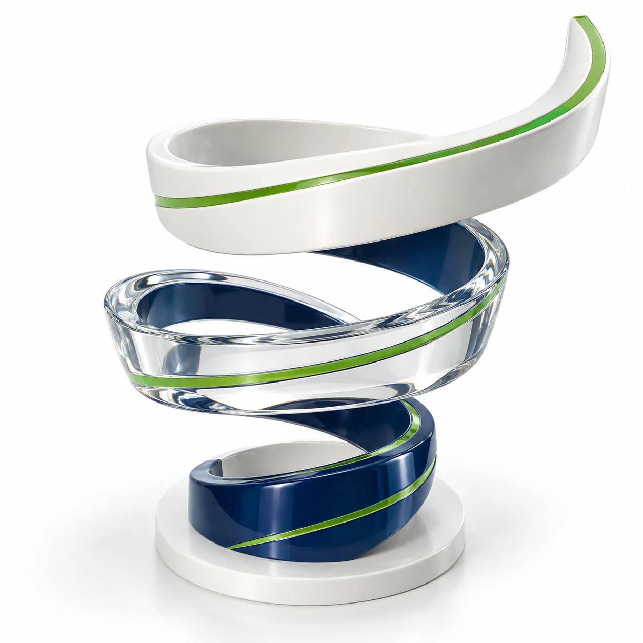 An expanding continuous spiral represents knowledge and value building with each learning cycle.